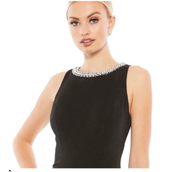 Mac Duggal Crystal Neck Trumpet Black Gown Breakfast at Tiffany's Vibe! NWT - Picture 1 of 11